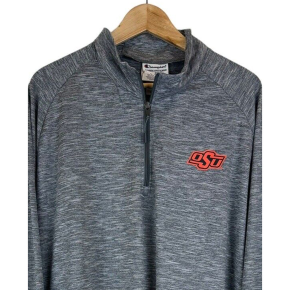 Oklahoma State University Cowboys Champion 1/4 Zip XXL Heather Gray Pullover NWT - Picture 2 of 5